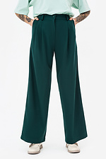 Classic SARAH trousers in dark green with pleats. Garne 3042106 photo №5