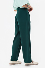 Classic SARAH trousers in dark green with pleats. Garne 3042106 photo №6