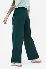 Classic SARAH trousers in dark green with pleats. Garne 3042106 photo №7