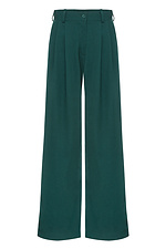 Classic SARAH trousers in dark green with pleats. Garne 3042106 photo №9