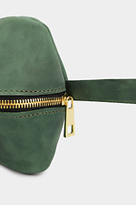 Unisex triangular voluminous cosmetic bag made of green genuine leather Garne 3300106 photo №4