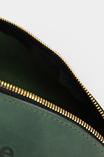 Unisex triangular voluminous cosmetic bag made of green genuine leather Garne 3300106 photo №5