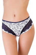 Women's cotton panties shorts mid-rise with lace ORO 4027106 photo №1