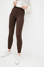 Wool-blend high-rise warm knitted leggings with braids  4038106 photo №1