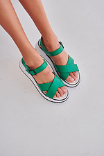 Women's green leather sandals 4206106 photo №2