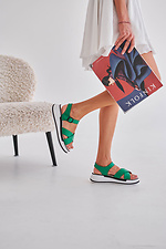 Women's green leather sandals 4206106 photo №3