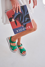 Women's green leather sandals 4206106 photo №4