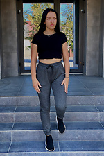 Knitted sweatpants with a high rise and drawstring HOT 8035106 photo №4