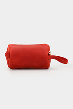 Unisex triangular voluminous cosmetic bag made of red genuine leather Garne 3300107 photo №3