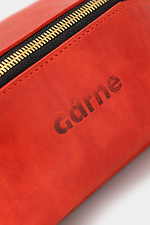Unisex triangular voluminous cosmetic bag made of red genuine leather Garne 3300107 photo №4