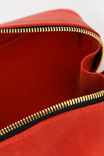 Unisex triangular voluminous cosmetic bag made of red genuine leather Garne 3300107 photo №5