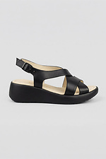 Black leather sandals on wedge — genuine leather  4207107 photo №1