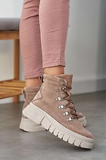 Beige massive boots for the winter made of natural suede  8019107 photo №2