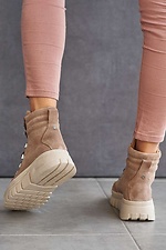 Beige massive boots for the winter made of natural suede  8019107 photo №8