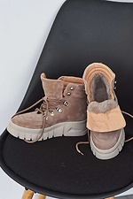 Beige massive boots for the winter made of natural suede  8019107 photo №9