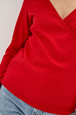 Базовая трикотажная кофта GERA красного цвета с глубоким вырезом Garne 3038108 фото №3