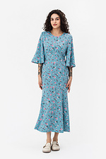 Dress AMBERLY Godet silhouette blue flowers with puff sleeves. Garne 3042108 photo №1