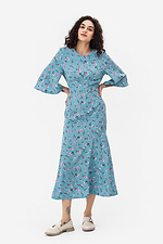 Kleid AMBERLY Godet-Silhouette mit blauen Blumen und Puffärmeln. Garne 3042108 Foto №2
