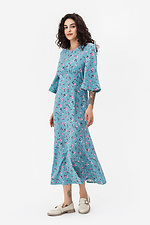 Kleid AMBERLY Godet-Silhouette mit blauen Blumen und Puffärmeln. Garne 3042108 Foto №4