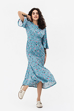 Kleid AMBERLY Godet-Silhouette mit blauen Blumen und Puffärmeln. Garne 3042108 Foto №5