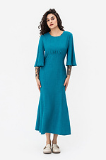 Сукня AMBERLY силуету Годе бірюзового кольору з пишними рукавами Garne 3042109 фото №1