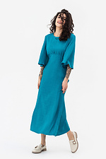 Сукня AMBERLY силуету Годе бірюзового кольору з пишними рукавами Garne 3042109 фото №6