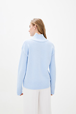 Голубой шерстяной свитер с высоким горлом  4038109 фото №3