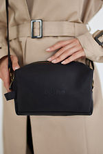 Маленька сумка крос - боді з натуральної шкіри чорного кольору з довгим ремінцем Garne 3300110 фото №1