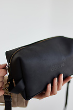 Small cross-body bag made of genuine leather in black with a long strap Garne 3300110 photo №2