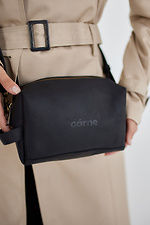 Маленька сумка крос - боді з натуральної шкіри чорного кольору з довгим ремінцем Garne 3300110 фото №3