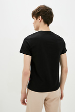 Schwarzes Baumwoll-T-Shirt mit patriotischem Aufdruck auf der Vorderseite GEN 9000110 Foto №2