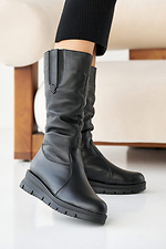 Women's winter leather boots in black  2505111 photo №1