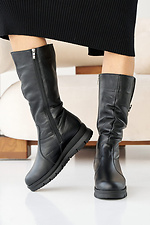 Женские зимние кожаные черевики черного цвета  2505111 фото №4