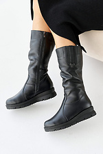 Женские зимние кожаные черевики черного цвета  2505111 фото №5