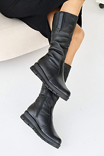Женские зимние кожаные черевики черного цвета  2505111 фото №6