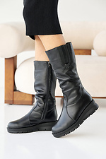 Женские зимние кожаные черевики черного цвета  2505111 фото №7