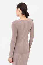 Beżowy, prążkowany sweter TUDAL Garne 3042111 zdjęcie №2