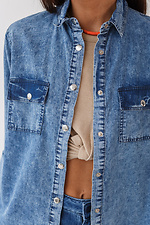 Блакитна джинсова сорочка варьонка з довгими рукавами  4009111 фото №5