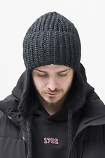 Men's Knitted Hat with Earflaps Weasley Black Without 8056111 photo №2