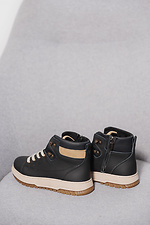 черные кожаные зимние черно - бежевые подростковые ботинки  2505112 фото №3