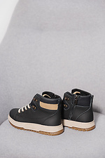 черные кожаные зимние черно - бежевые подростковые ботинки  2505112 фото №4