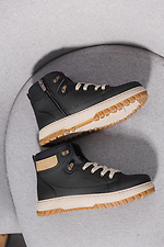 Teenage leather winter black - beige boots  2505112 photo №5