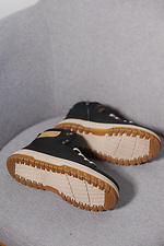 черные кожаные зимние черно - бежевые подростковые ботинки  2505112 фото №6