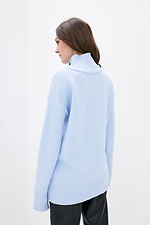 Блакитний вовняний светр оверсайз із високим горлом  4038112 фото №3