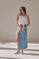 Women's leather flip-flops of blue color  4206112 photo №4