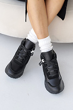 Black leather winter sneakers for women  2505113 photo №1