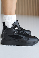 Black leather winter sneakers for women  2505113 photo №2
