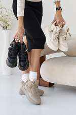 Black leather winter sneakers for women  2505113 photo №3