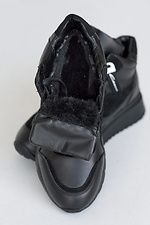 Black leather winter sneakers for women  2505113 photo №4