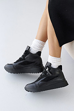 Black leather winter sneakers for women  2505113 photo №5